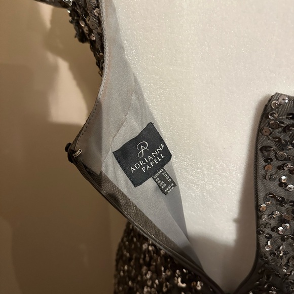 Adrianna Papell Women's Short-Sleeve All Over Sequin Gown in Gray - Picture 5 of 8